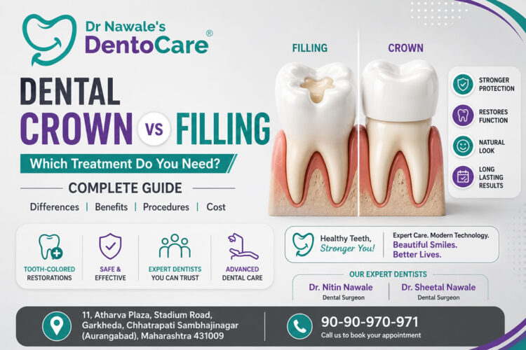 Dental crown vs filling treatment guide by Dr Nawale's DentoCare in Chhatrapati Sambhajinagar